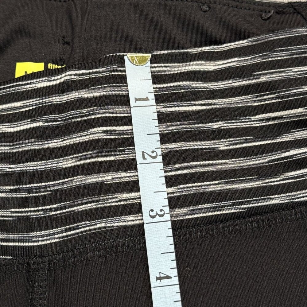 Xersion Black Striped Cropped Activewear Pants Womens Size M Stretch Yoga Mesh - Picture 14 of 16